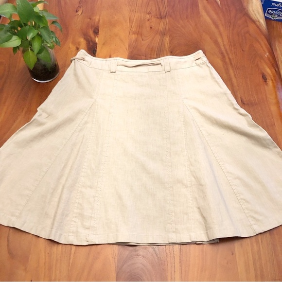 Dalia Collection Cream Beige Earthy Minimalist Boho Midi A Line Skirt. XL 12 - Picture 4 of 15